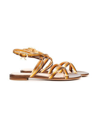 Flache Sandale in Bronze/Gold