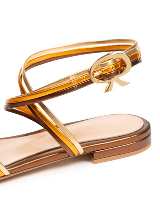 Flache Sandale in Bronze/Gold