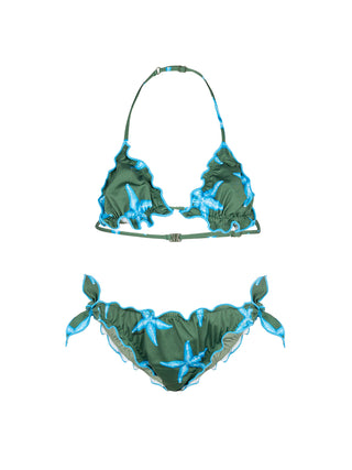 Chris Triangel Bikini mit Seestern-Print - Olivgrün