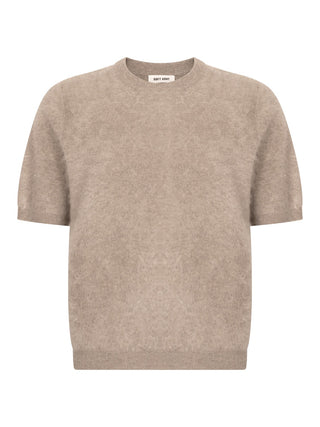 Kurzarm-Pullover mit flauschigem Effekt - Greige