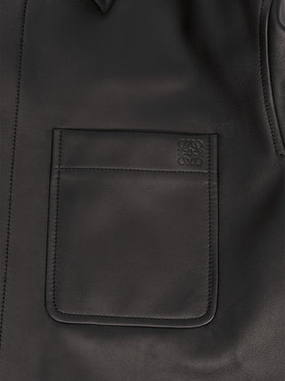 Overshirt aus Nappa-Lammleder - Schwarz