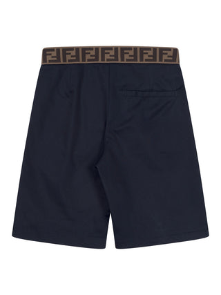 Baumwoll-Shorts mit FF-Details - Marineblau