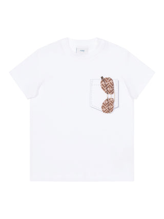 T-Shirt aus Jersey mit Print und FF-Logo - Weiß