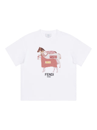 T-Shirt mit Reitsport-Print - Weiß