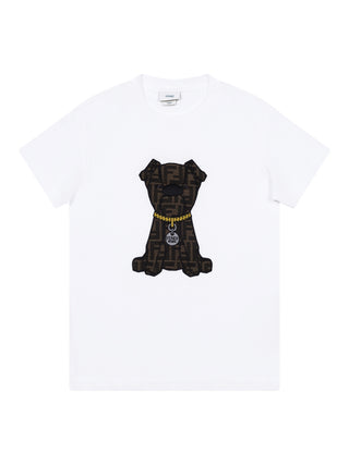 T-Shirt mit Hunde FF-Jaquard-Motiv - Weiß