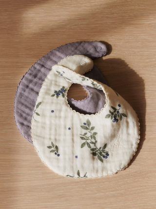 Dear April Koa Lätzchen, 4-layer Muslin, 2-pack - Blueberries/Lavender