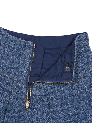 Tweedrock aus strukturierter Baumwolle - Denimblau