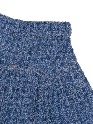 Tweedrock aus strukturierter Baumwolle - Denimblau