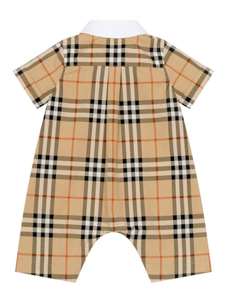 Andreas Check Strampler - Sand Beige