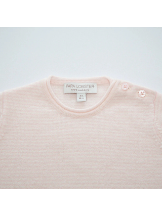 Kaschmir-Overall mit Mini-Streifen - Rosé+Weiß