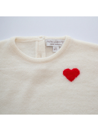 Kaschmirpullover LITTLE HEART - Naturweiß