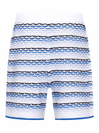 Gehäklete Shorts in Blau/Weiß