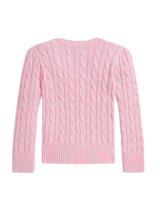 Baumwollpullover mit Zopfmuster Rosa