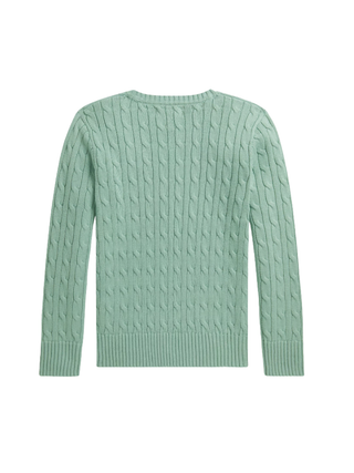 Baumwollpullover mit Zopfmuster Celadongrün