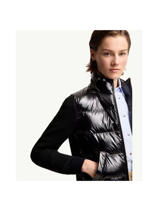 Wattierte Strickjacke aus Wolle mit Reißverschluss Navy
