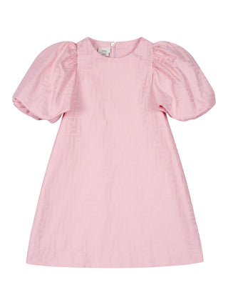 Kleid mit Puffärmeln und FF-Motiv - Rosa