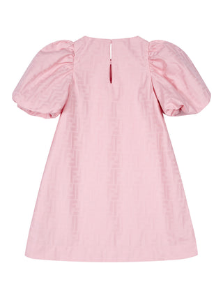 Kleid mit Puffärmeln und FF-Motiv - Rosa