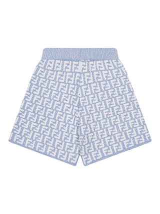 Bouclé Shorts mit FF-Logo - Hellblau