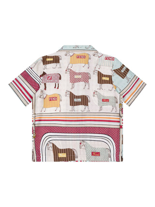 Bowlingshirt Avvy mit Pferde-Motiv – Multicolor