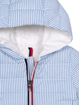 Haluk Daunenjacke aus Seersucker - Blau/Weiß