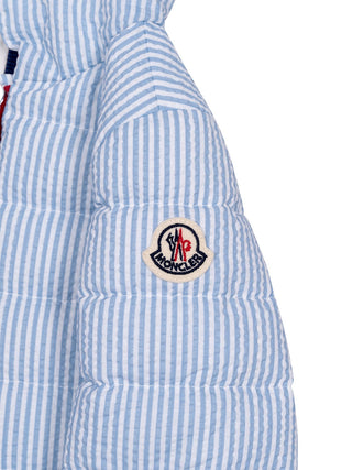 Haluk Daunenjacke aus Seersucker - Blau/Weiß