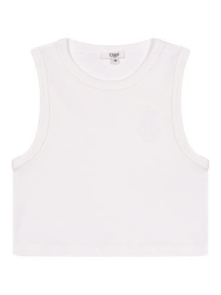 Cropped Tanktop mit Logo - Weiß