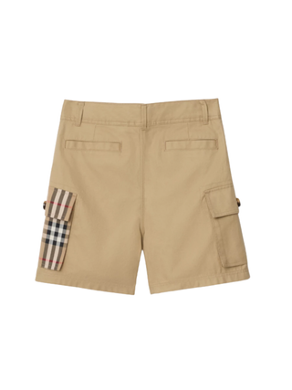 Baumwoll-Cargoshorts mit Check-Besatz