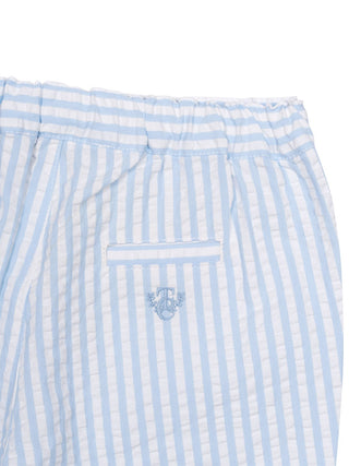 Gestreifte Shorts aus Seersucker - Blau/Weiß