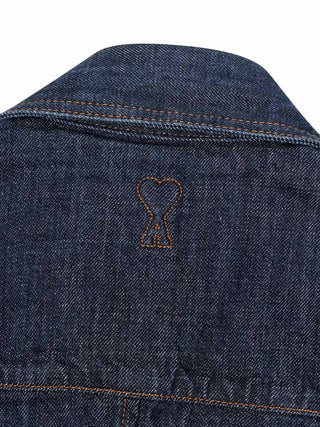 Hemd mit spitzem Kragen aus raw Indigo-Denim
