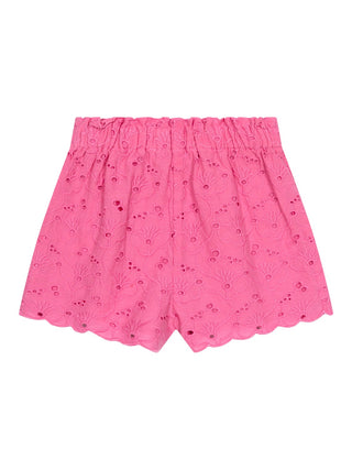Shorts mit Broderie Anglaise - Pink