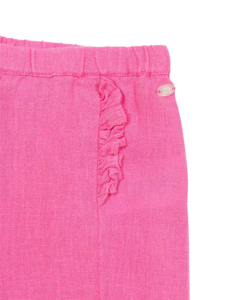 Leinenhose mit Rüschen – Pink