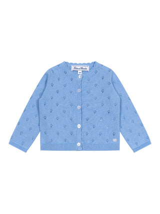 Cardigan aus Pointellestrick – Blau