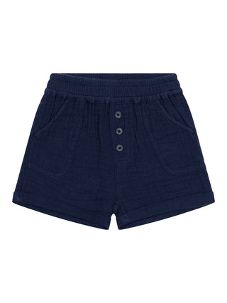 Shorts aus Baumwollgaze – Marine