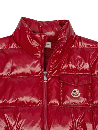 Wattierte Strickjacke mit Reißverschluss in Rot