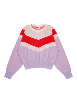 Colorblock Pullover - Lila/Orange