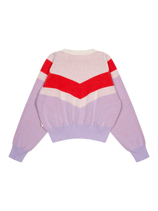 Colorblock Pullover - Lila/Orange