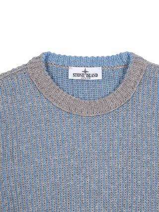 Gerippter Strickpullover mit Kompass-Logo - Blau