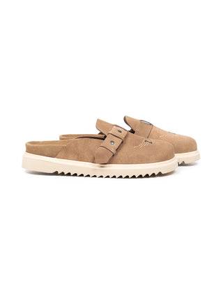 Wildleder-Clogs mit Nieten-Details - Braun