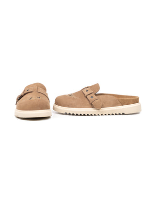 Wildleder-Clogs mit Nieten-Details - Braun