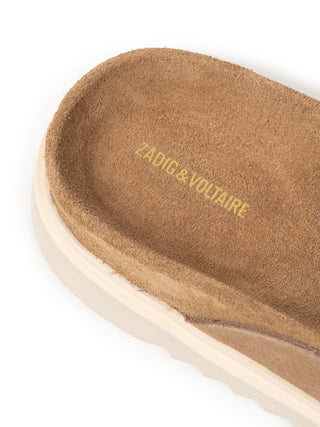 Wildleder-Clogs mit Nieten-Details - Braun