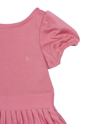 Plissé Kleid mit Puffärmeln - Rosa
