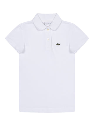 Piqué-Poloshirt mit Puffärmeln - Weiß