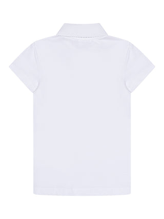Piqué-Poloshirt mit Puffärmeln - Weiß