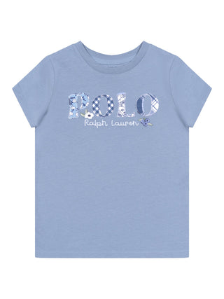 T-Shirt mit Patchwork-Logo - Blau