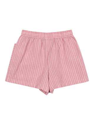 Gestreifte Leinenshorts - Rosa