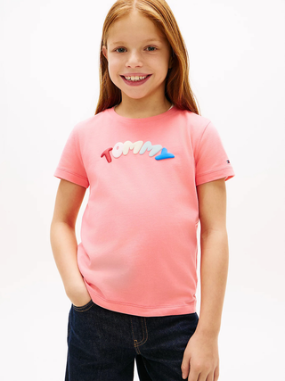Jersey-T-Shirt mit strukturiertem Logo - Tropical Blush