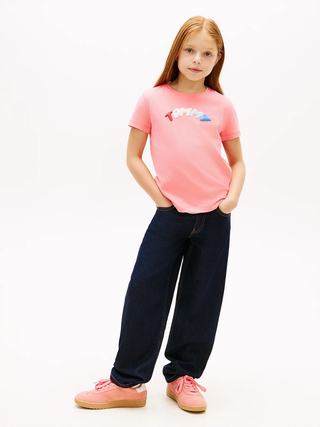 Jersey-T-Shirt mit strukturiertem Logo - Tropical Blush