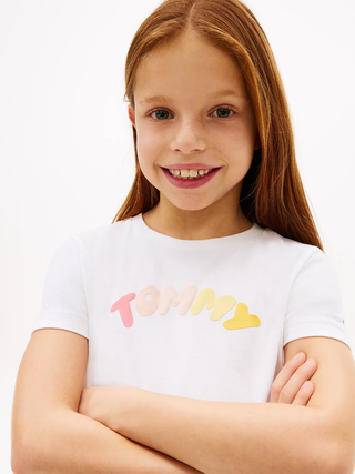 Jersey-T-Shirt mit strukturiertem Logo - White