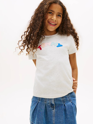 Jersey-T-Shirt mit strukturiertem Logo - Light Grey Heather