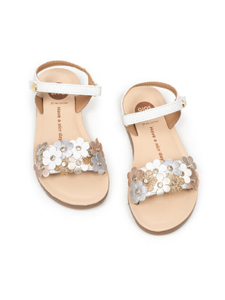 Ledersandalen mit Blumen Gradina - Weiß